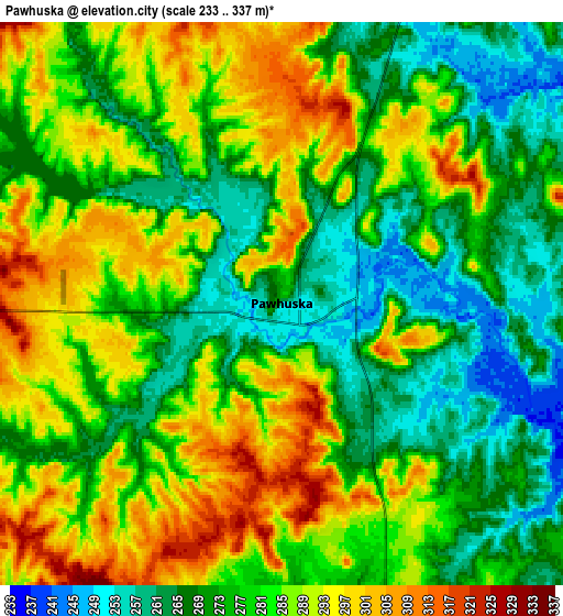 Zoom OUT 2x Pawhuska, United States elevation map