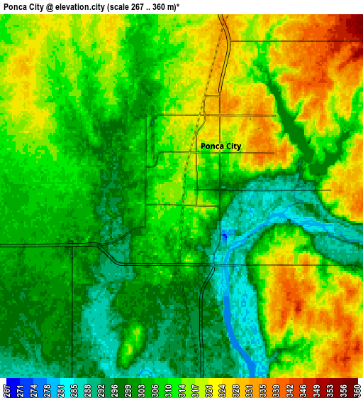 Zoom OUT 2x Ponca City, United States elevation map