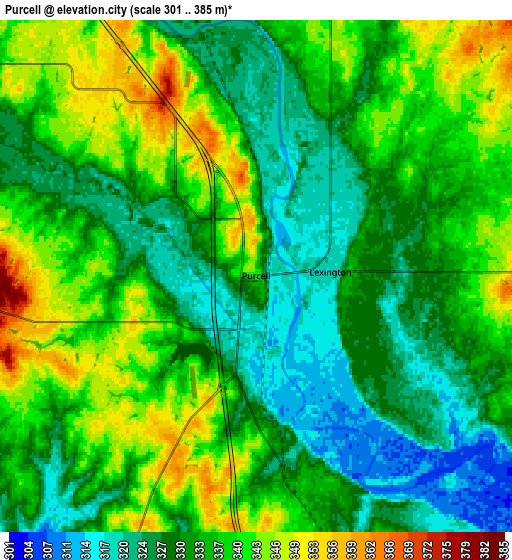 Zoom OUT 2x Purcell, United States elevation map