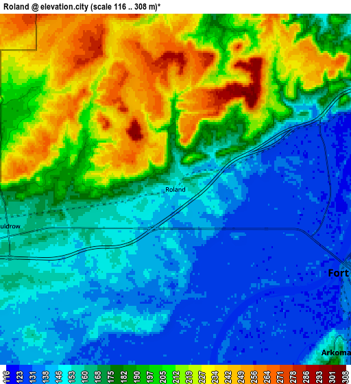 Zoom OUT 2x Roland, United States elevation map