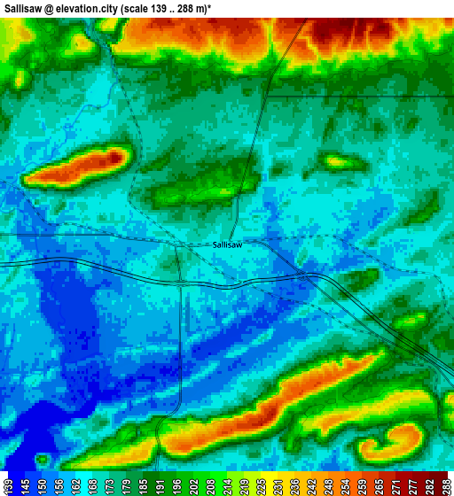 Zoom OUT 2x Sallisaw, United States elevation map