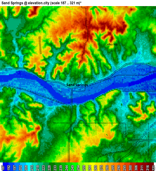 Zoom OUT 2x Sand Springs, United States elevation map