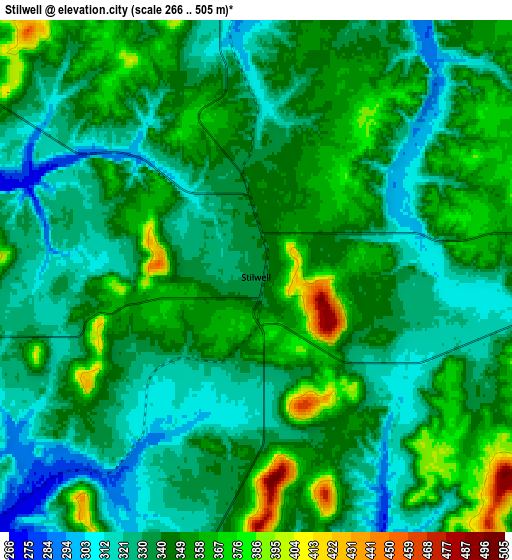 Zoom OUT 2x Stilwell, United States elevation map