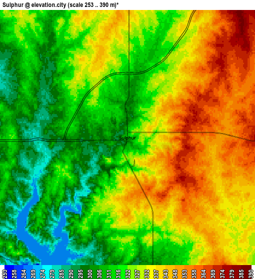 Zoom OUT 2x Sulphur, United States elevation map