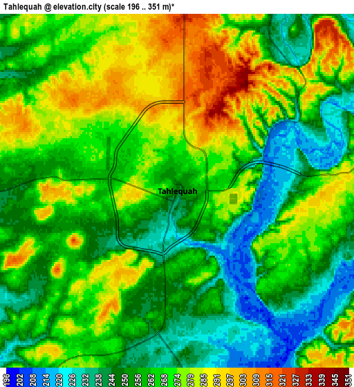 Zoom OUT 2x Tahlequah, United States elevation map