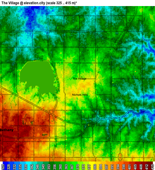 Zoom OUT 2x The Village, United States elevation map