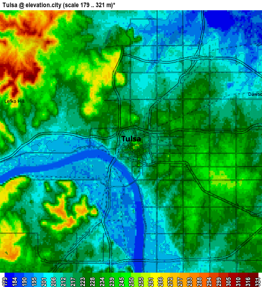 Zoom OUT 2x Tulsa, United States elevation map