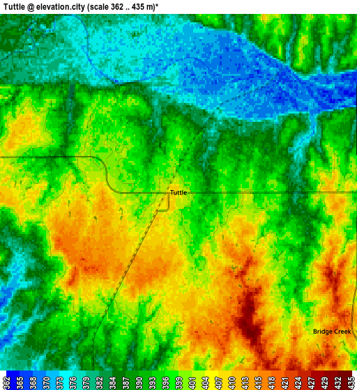 Zoom OUT 2x Tuttle, United States elevation map