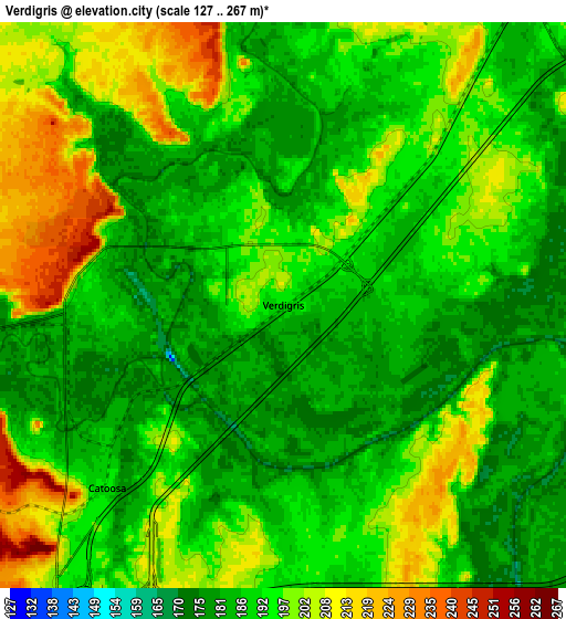 Zoom OUT 2x Verdigris, United States elevation map
