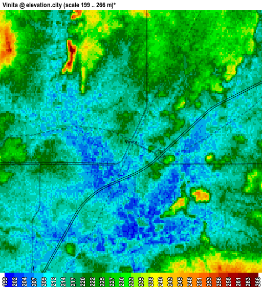 Zoom OUT 2x Vinita, United States elevation map