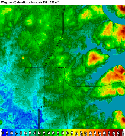 Zoom OUT 2x Wagoner, United States elevation map