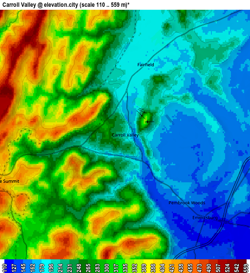 Zoom OUT 2x Carroll Valley, United States elevation map