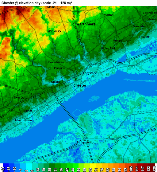 Zoom OUT 2x Chester, United States elevation map