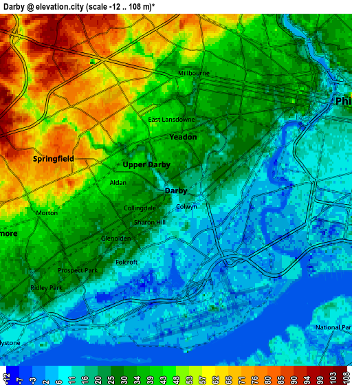 Zoom OUT 2x Darby, United States elevation map