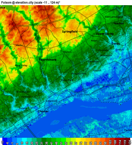 Zoom OUT 2x Folsom, United States elevation map