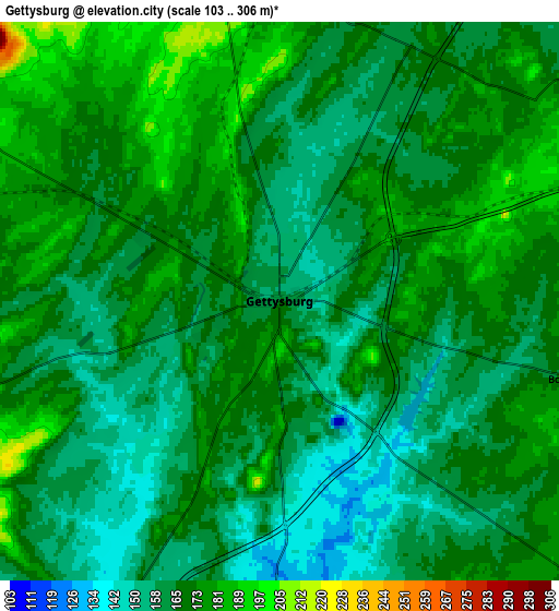 Zoom OUT 2x Gettysburg, United States elevation map