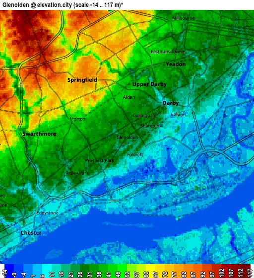 Zoom OUT 2x Glenolden, United States elevation map