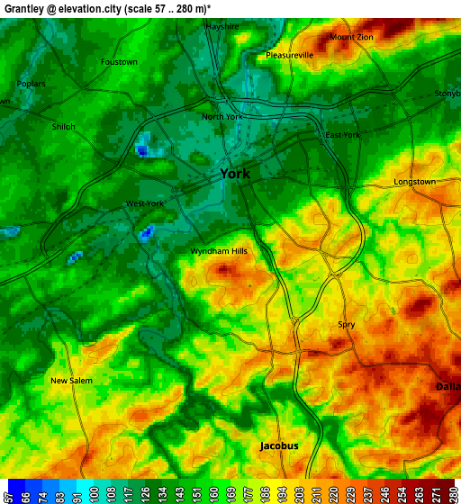 Zoom OUT 2x Grantley, United States elevation map