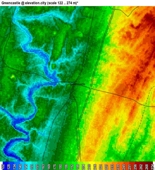 Zoom OUT 2x Greencastle, United States elevation map