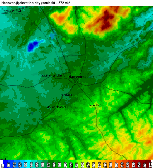 Zoom OUT 2x Hanover, United States elevation map