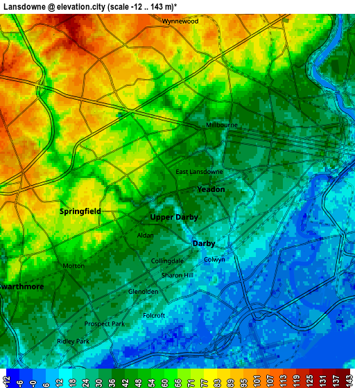 Zoom OUT 2x Lansdowne, United States elevation map