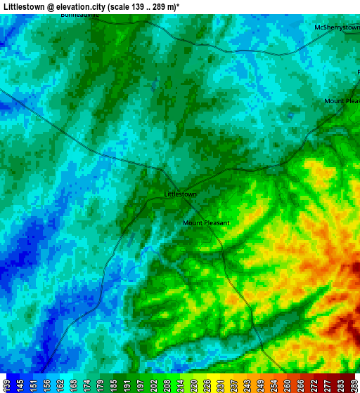 Zoom OUT 2x Littlestown, United States elevation map