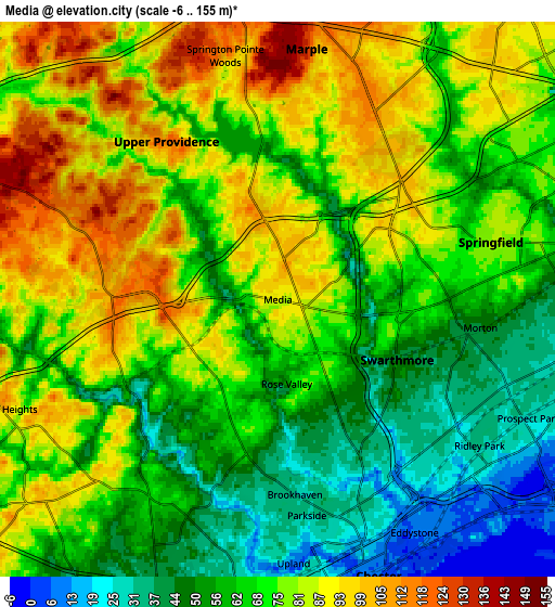 Zoom OUT 2x Media, United States elevation map