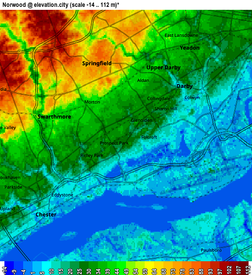 Zoom OUT 2x Norwood, United States elevation map