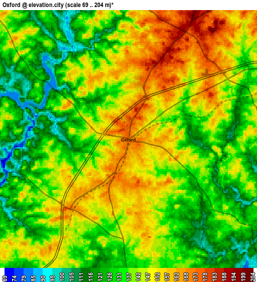 Zoom OUT 2x Oxford, United States elevation map