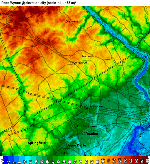 Zoom OUT 2x Penn Wynne, United States elevation map