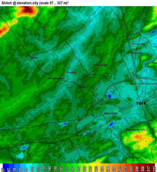 Zoom OUT 2x Shiloh, United States elevation map