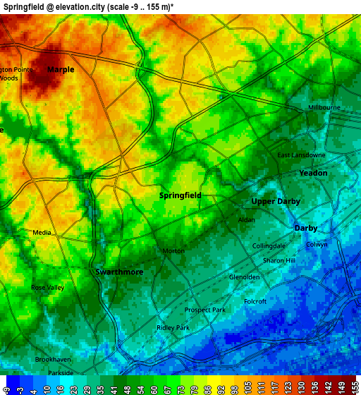 Zoom OUT 2x Springfield, United States elevation map