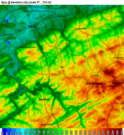 Zoom OUT 2x Spry, United States elevation map