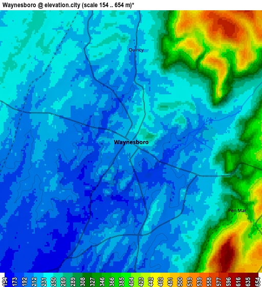 Zoom OUT 2x Waynesboro, United States elevation map