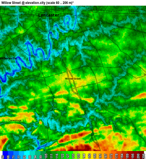 Zoom OUT 2x Willow Street, United States elevation map