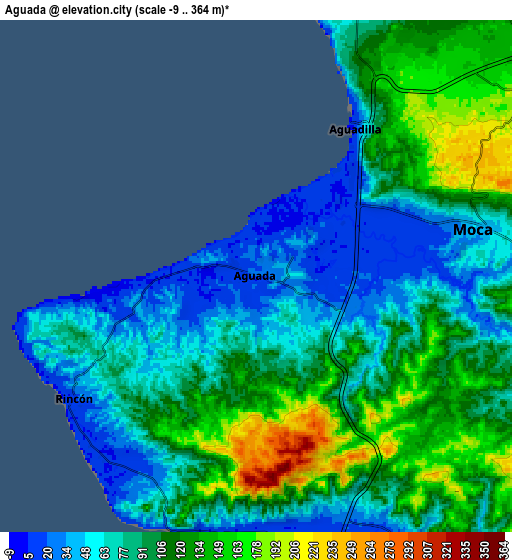 Zoom OUT 2x Aguada, Puerto Rico elevation map