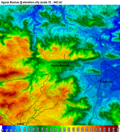 Zoom OUT 2x Aguas Buenas, Puerto Rico elevation map
