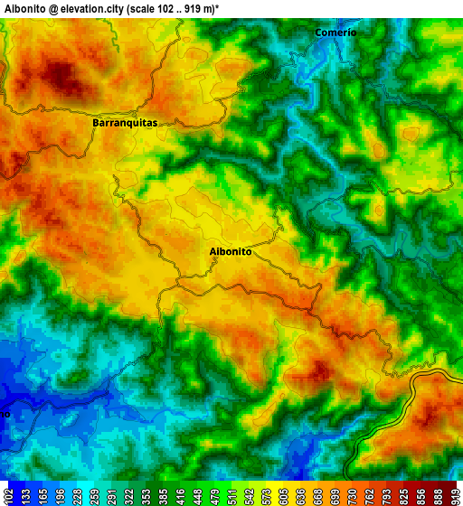 Zoom OUT 2x Aibonito, Puerto Rico elevation map