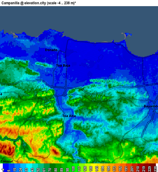 Zoom OUT 2x Campanilla, Puerto Rico elevation map