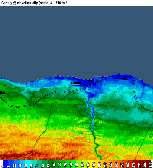Zoom OUT 2x Camuy, Puerto Rico elevation map