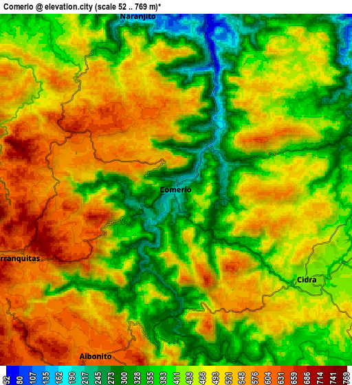 Zoom OUT 2x Comerío, Puerto Rico elevation map
