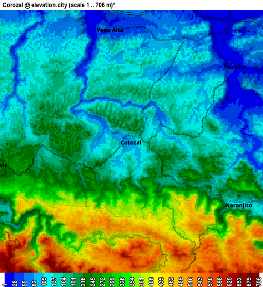Zoom OUT 2x Corozal, Puerto Rico elevation map