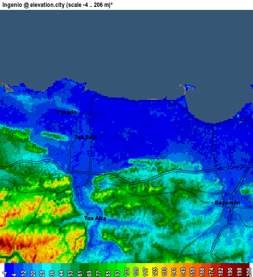 Zoom OUT 2x Ingenio, Puerto Rico elevation map