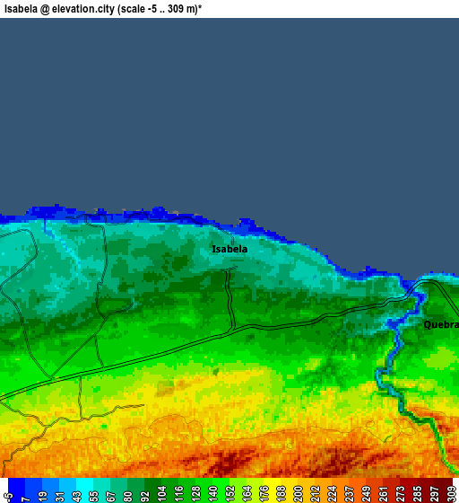 Zoom OUT 2x Isabela, Puerto Rico elevation map