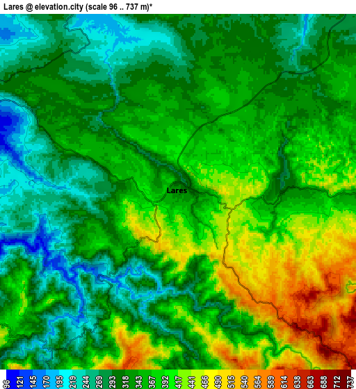 Zoom OUT 2x Lares, Puerto Rico elevation map