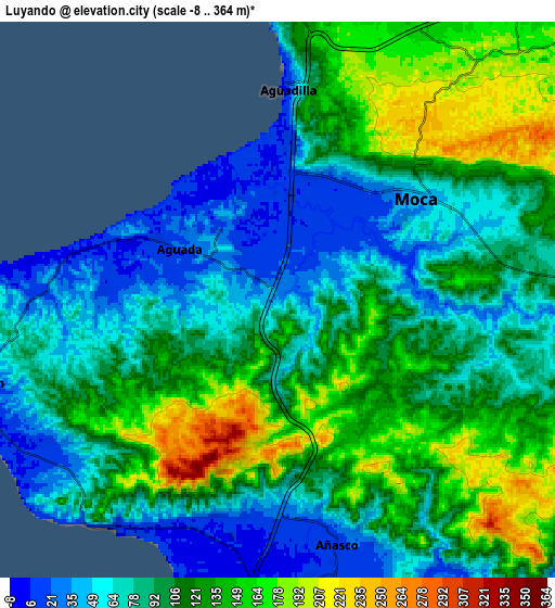 Zoom OUT 2x Luyando, Puerto Rico elevation map