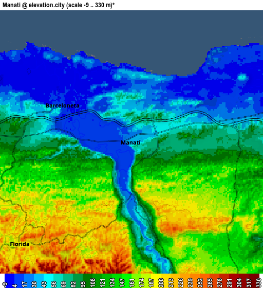 Zoom OUT 2x Manatí, Puerto Rico elevation map