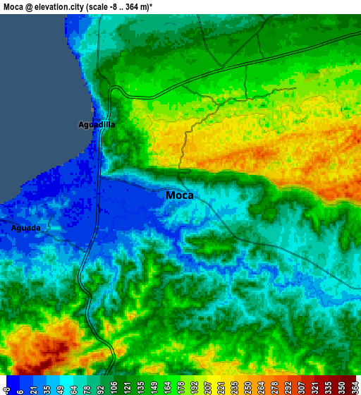 Zoom OUT 2x Moca, Puerto Rico elevation map