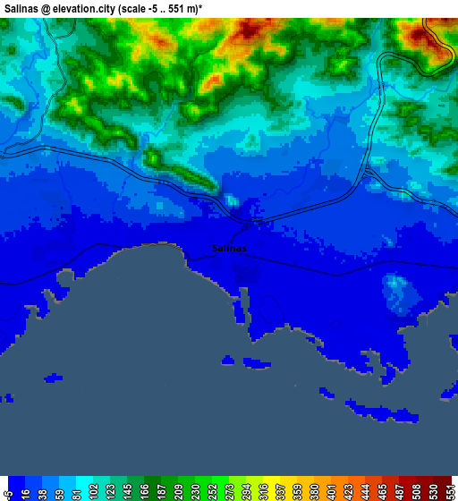 Zoom OUT 2x Salinas, Puerto Rico elevation map
