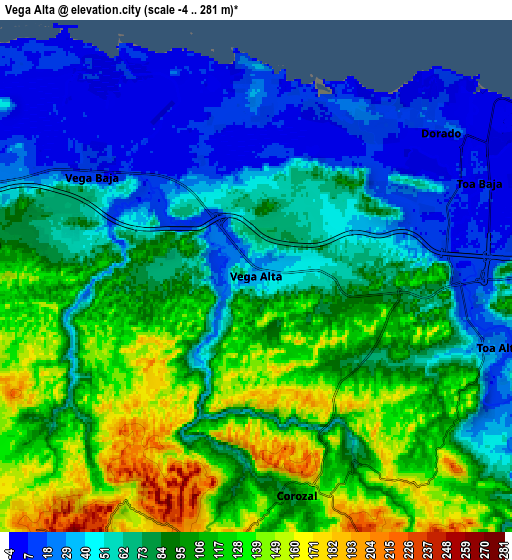 Zoom OUT 2x Vega Alta, Puerto Rico elevation map
